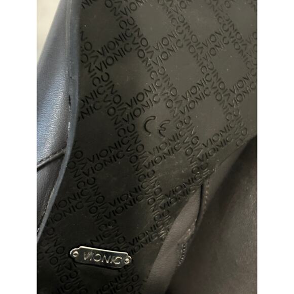 Vionic Upright Upton Black Snakeskin Buckle Heel Booties Womens Size 9 - Picture 7 of 7